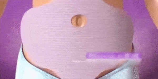 gif mostra o adesivo emagrecedor colocado no abdomen e depois o que ele causa na gordura que fica abaixo da pele sendo mostrado de forma digitalizada
